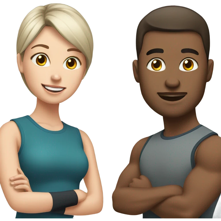 Training husband and wife with white skin emoji
