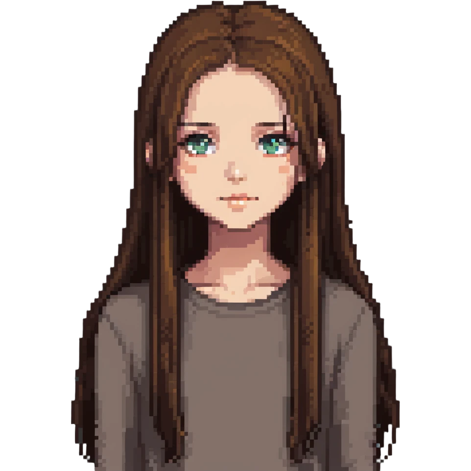 A girl with long, straight brown hair emoji