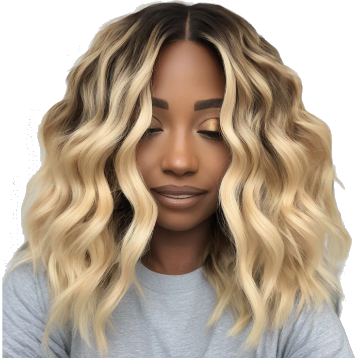 Blonde balayage long hair women emoji