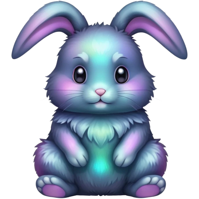 Black Dark iridescent bunny emoji