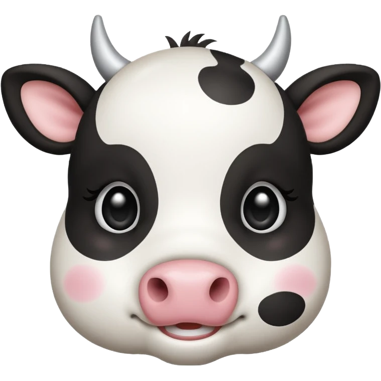 simple kawaii cow face, very simple dot eyes, vey big pupils emoji