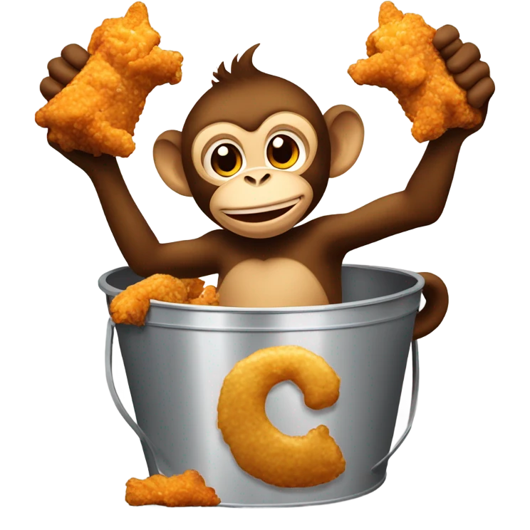 Monkey holding a bucket of chicken  emoji