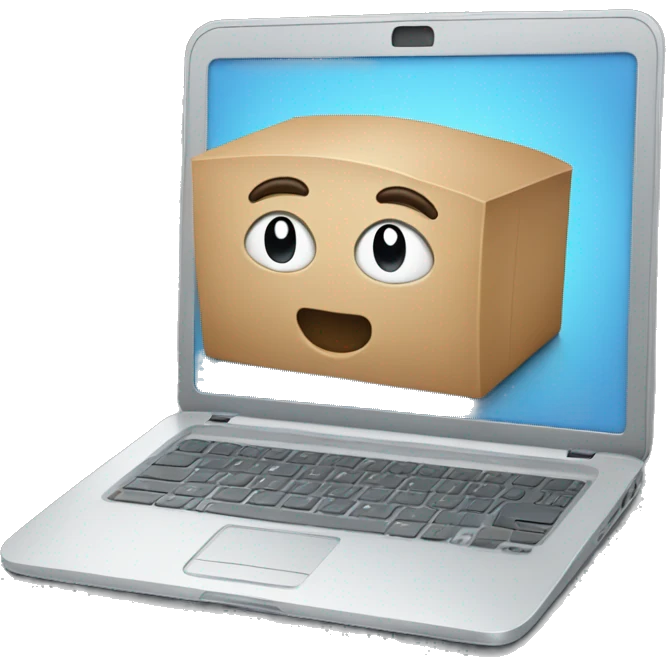 laptop with text on the screen emoji