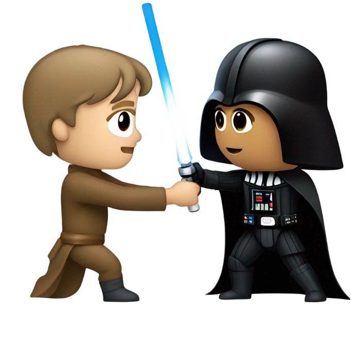 Luke Skywalker fighting Darth Vader emoji