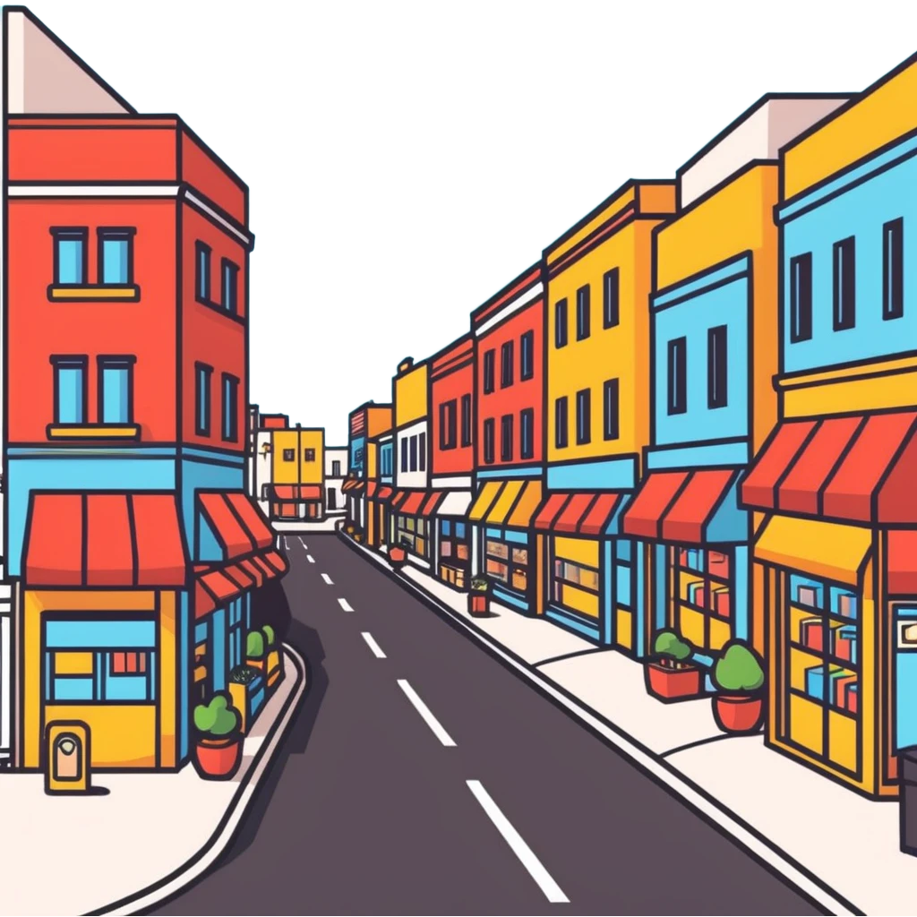 busy street with shops emoji