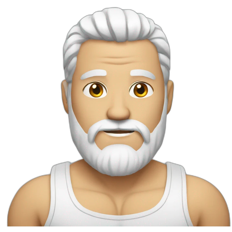 Muscular-man-white-air-white-beard emoji