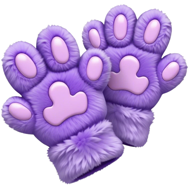 Pastel purple fuzzy cozy furry catty paw gloves and pulsewarmers emoji