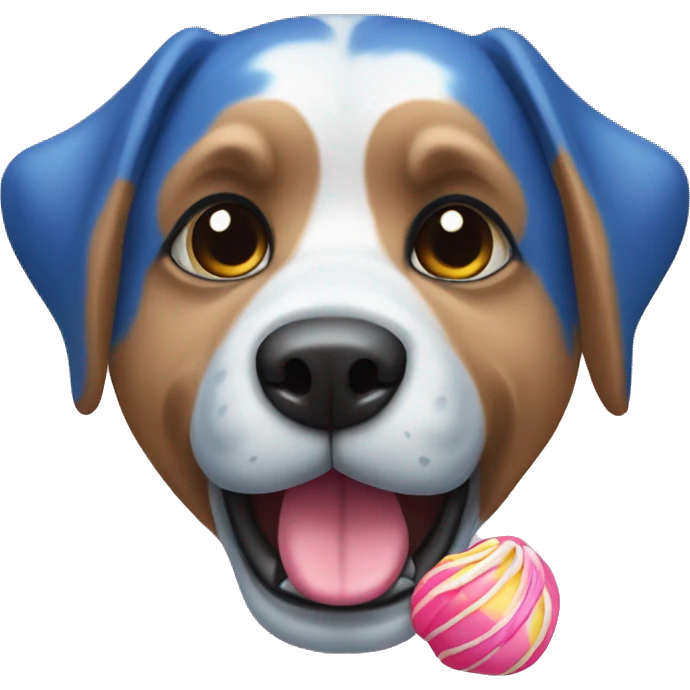 Perro azul con chuches  emoji