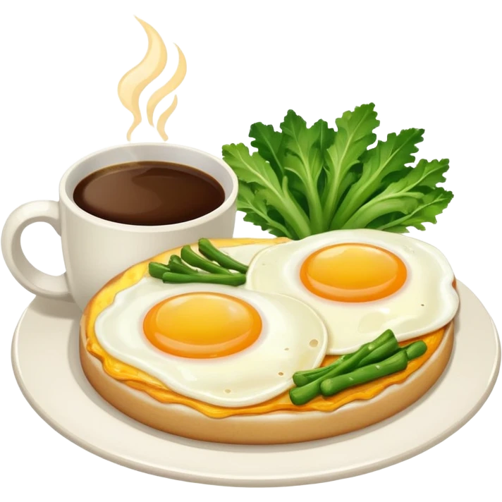 eggs with veggies and on the side one coffee in cute mug emoji