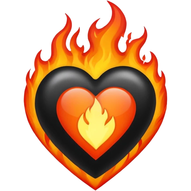 Black heart with flames around it emoji