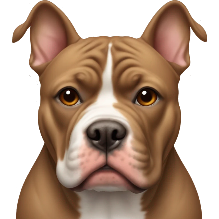 Light all brown American bully face with red nose and pointy ears emoji