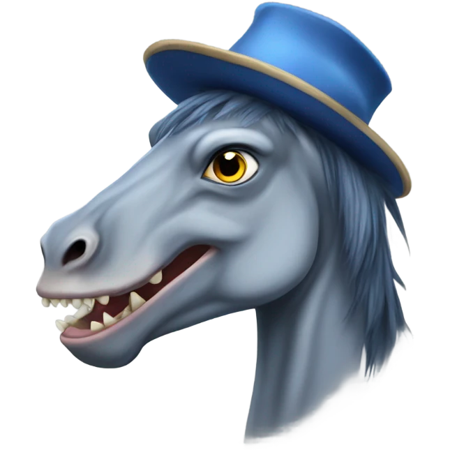 blue roan horse with t rex hat emoji