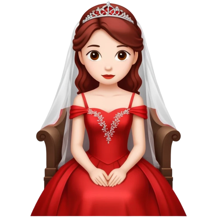 A beautiful girl wearing a red wedding dress sitting emoji