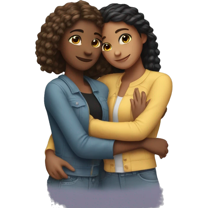 2 girl best friends hugging each other emoji