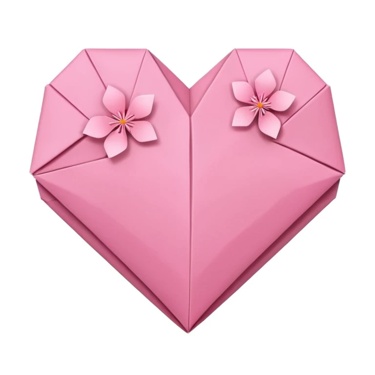 heart with sakura and origami style emoji