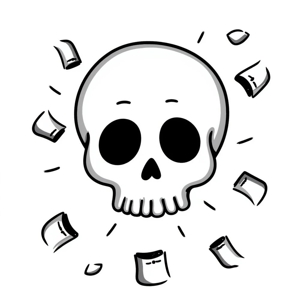 exploded skull, hand drawn doodle style emoji