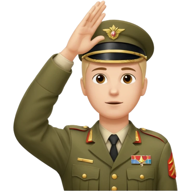 Solider giving a Roman salute with his hand held high and straight diagonally upward viewed from the side emoji
