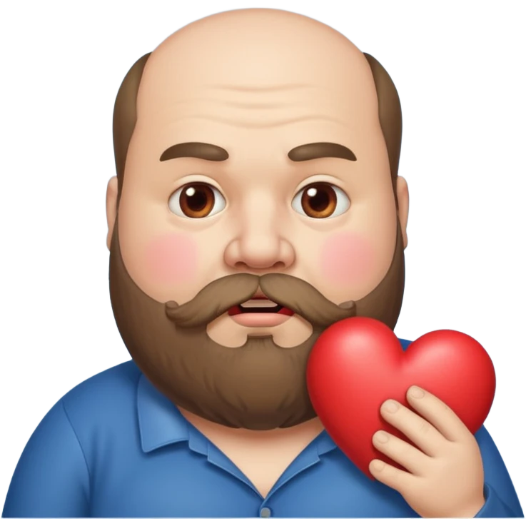 Ugly fat guy blowing a heart with a beard emoji