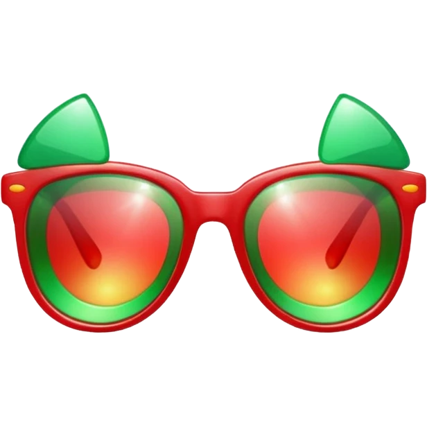 glitter red and green glasses vertically emoji