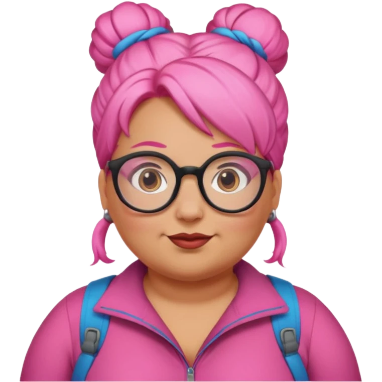 climber fat woman with pink bun hair and glassess emoji