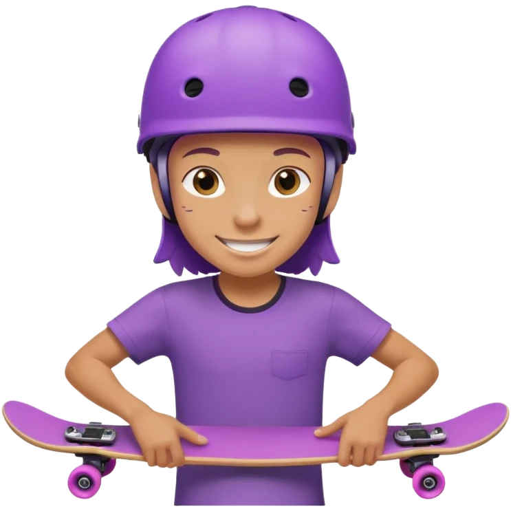 skater with skateboard and purple helmet emoji