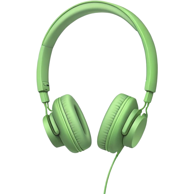 very minimalist green headphones with a single thin cord coming down emoji