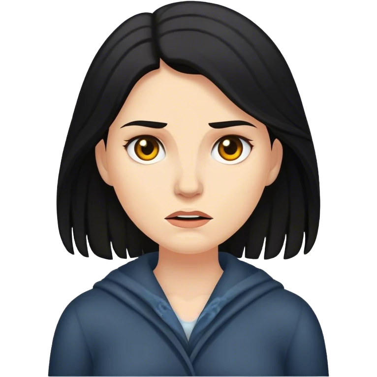 Aggrivated long dark haired white woman emoji