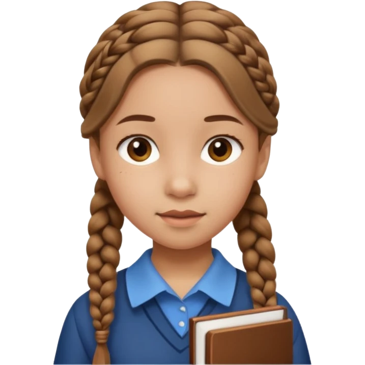 brown braid hair girl kid, student emoji