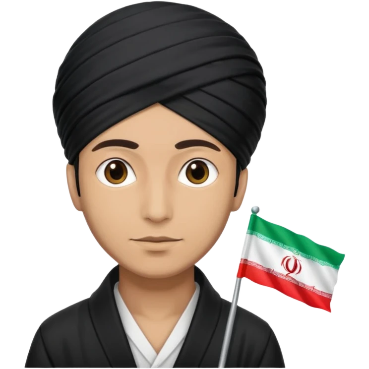 A man with a black turban and an Iranian flag emoji