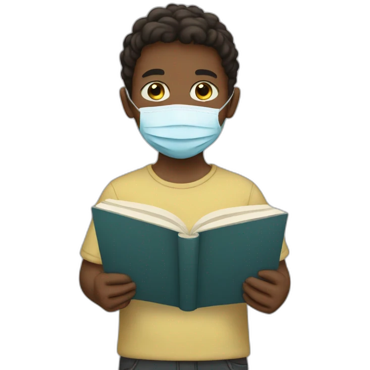 Boy with mask read a book emoji