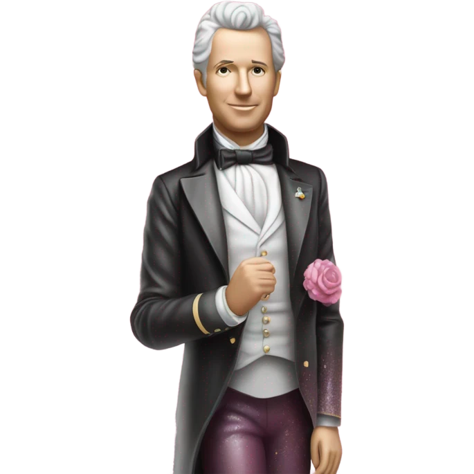 Pink ombre James Monroe statue with glitter emoji