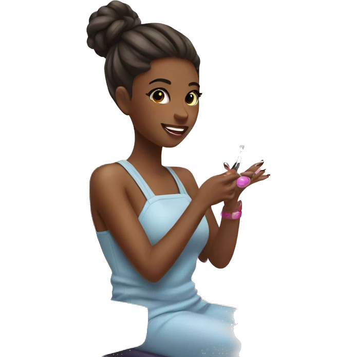 Girl getting a manicure at nail salon emoji