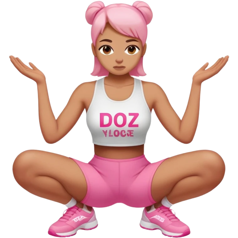 top with pink inscription  squatting emoji