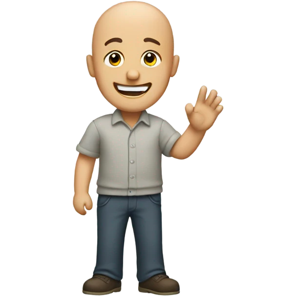 bald man waving emoji