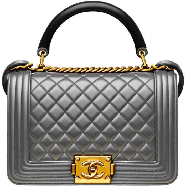 chanel le boy silver color bag gold hardware emoji