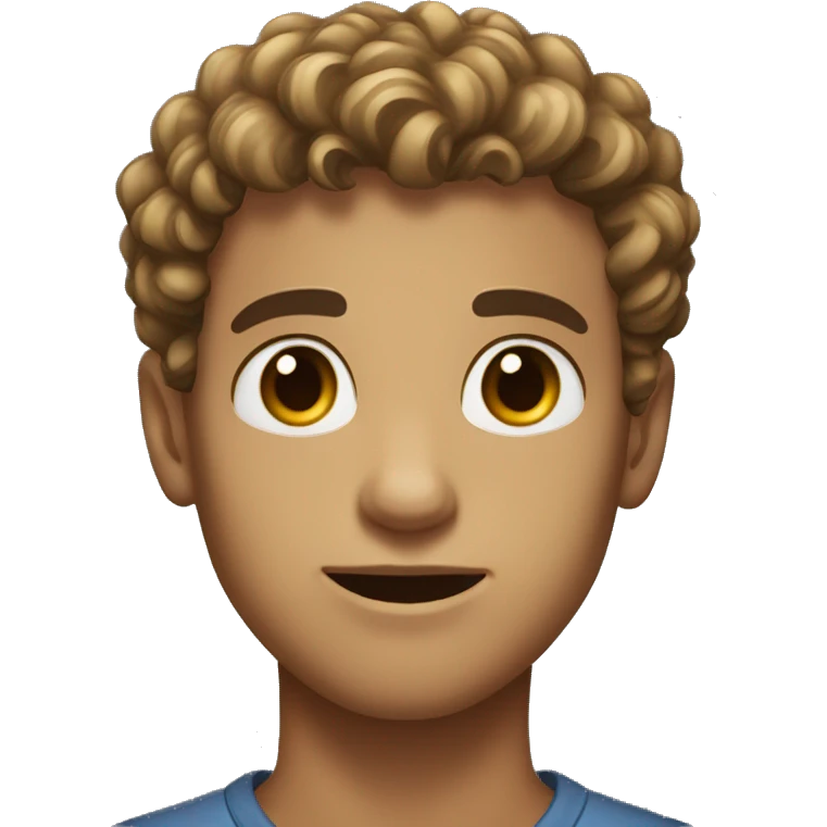 Young man with short brow curly hair beautiful face dark eyes   emoji