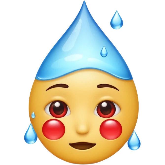 The iPhone emoji with the face with the water drop on the head but make water drop red emoji
