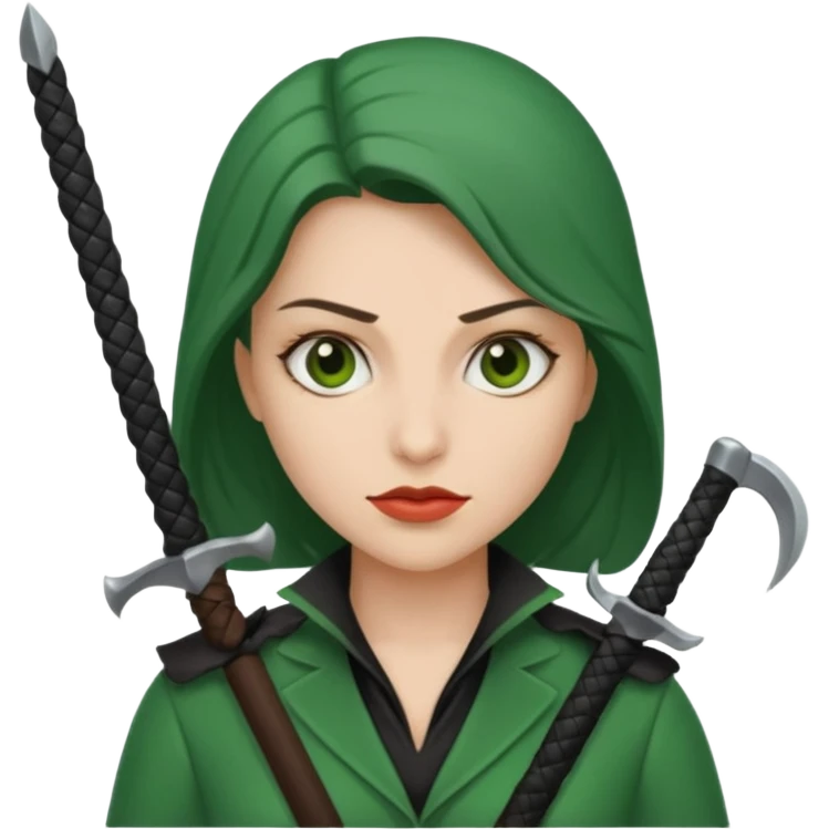 female executioner in green suit emoji