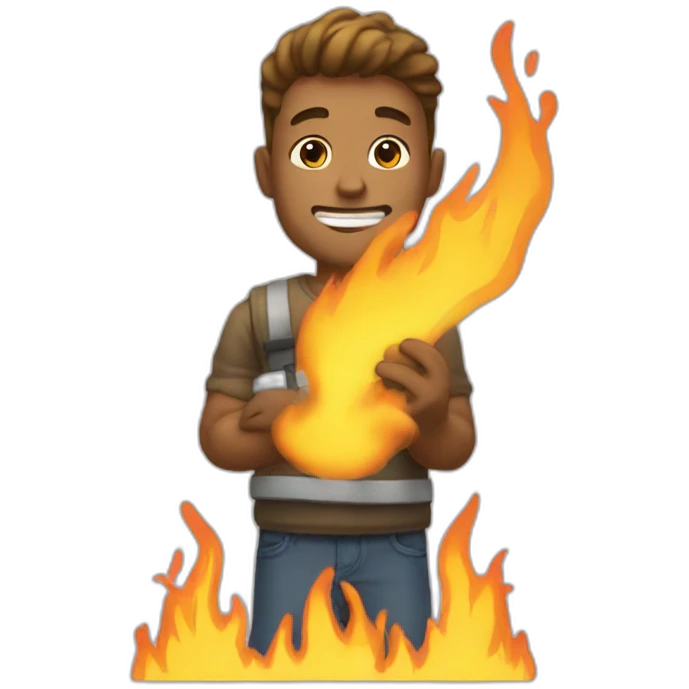 a guy making huge fire emoji