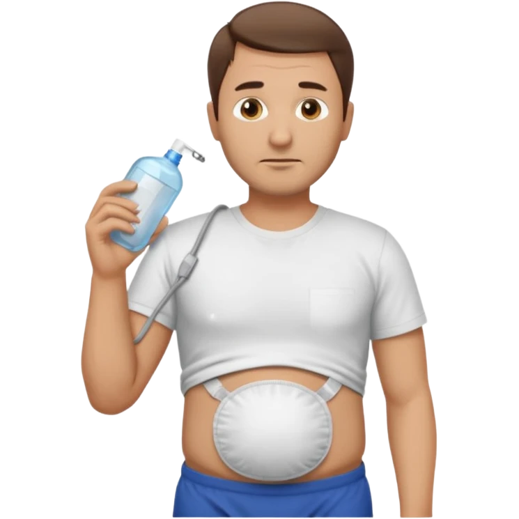 A man in his mid-40s with a stoma bag on his stomach. emoji