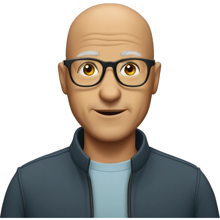 Bald 60 year old man with glasses emoji