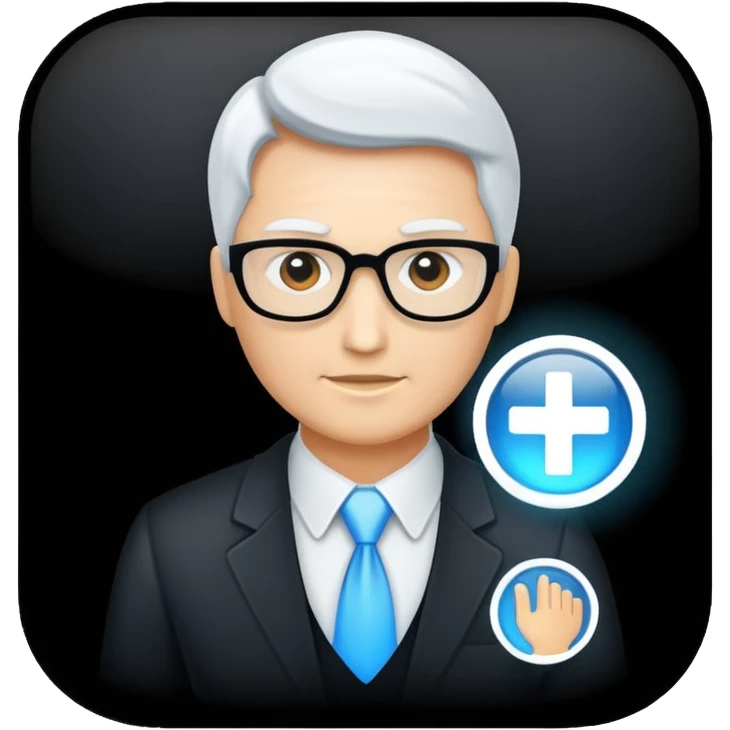 Administrator black white glowing logo transparent background emoji