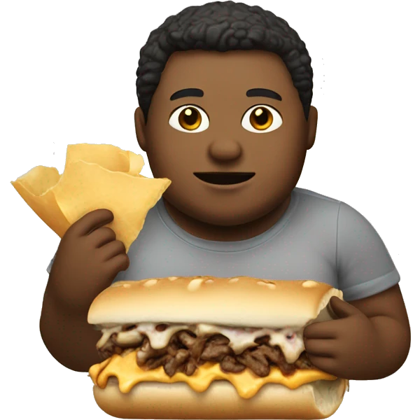 Fat boy eating cheesesteak emoji