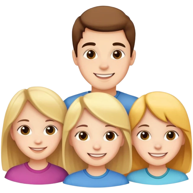 three siblings - one boy and two girls smiling together emoji