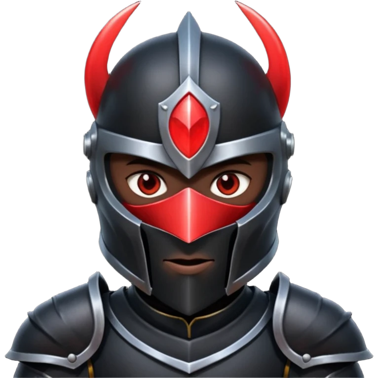 A black knight with red eyes and shiny black armor  emoji