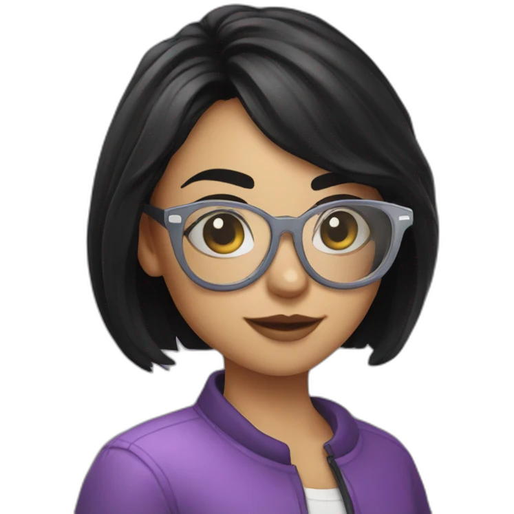 Girl with black hair and glasses with a vape emoji