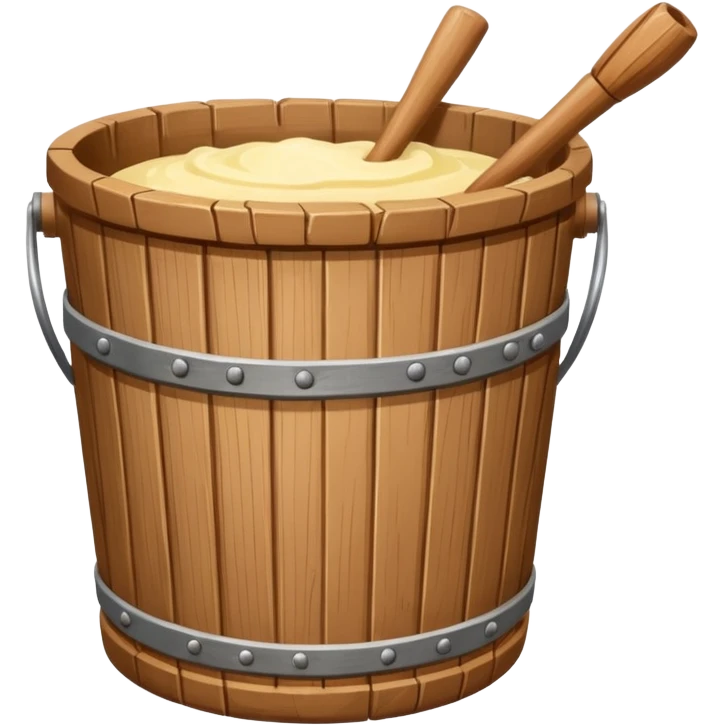 Create a wooden butter churn bucket with stick showing  emoji