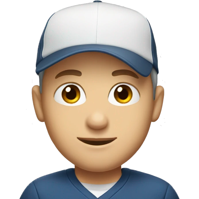 strong and handsome young white man with a baseball cap  emoji