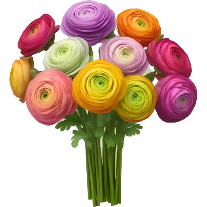 ranunculus bouquet colorful on stems emoji