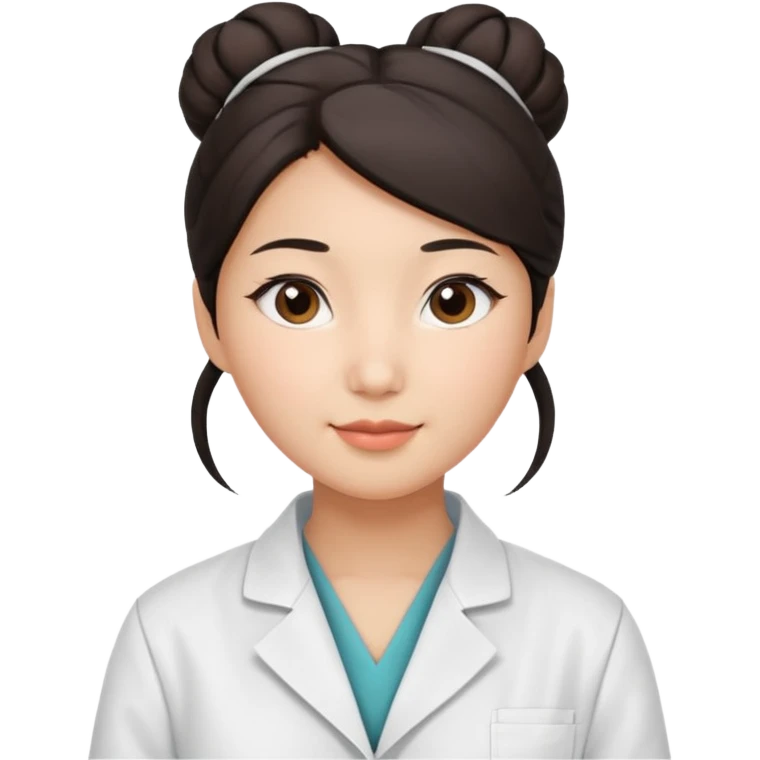 emoji of an asian woman with a bun who is a guru in the lab emoji